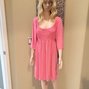 Boston Proper Flare Sleeve Mai Tai Pink Peasant Dress
